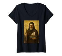 Women's Catholic Icon of Saint Brendan the Navigator V-Neck T-Shirt