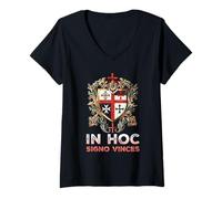 Womens Catholic Knight Templar Crusader Cross Latin V-Neck T-Shirt