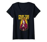 Womens Catholic Pray The Rosary Vintage Mens Surgery Recover V-Neck T-Shirt