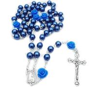 Women's Catholic Prayer Necklace Pearl Beads Rosary Necklace Cross Pendant Jesus Necklace For Mother