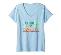 Womens Catholics vs Convicts 1988 Vintage Classic Football V-Neck T-Shirt