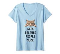 Women's Cats are Better Than People Feline Humor V-Neck T-Shirt