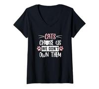 Women's Cats Chose us we Dont own Them V-Neck T-Shirt