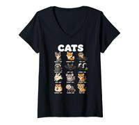 Women's Cats Funny Animal Nicknames Cute Zoo Cartoon Chart V-Neck T-Shirt