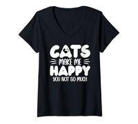 Women's Cats Make Me Happy You Not So Much Humans Make My Head Hurt V-Neck T-Shirt
