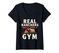 Women's Cattle Rancher Livestock Farmer Ranching Lifestyle Beef V-Neck T-Shirt