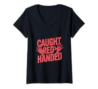 Women's Caught Red-Handed Got Trapped Funny Trap Meme V-Neck T-Shirt