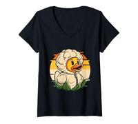 Womens Cauliflower Duck Vegan Vegetarian Veggie V-Neck T-Shirt