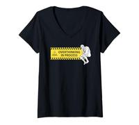 Womens Caution Overthinking In Process Funny Introverts Joke V-Neck T-Shirt