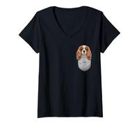 Women's Cavalier King Charles Chest Pocket V-Neck T-Shirt