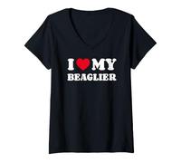 Women's Cavalier King Charles Spaniel Beagle Mix I Love My Beaglier V-Neck T-Shirt