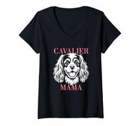 Women's Cavalier King Charles Spaniel Mama Dog Mom Womens Cute V-Neck T-Shirt
