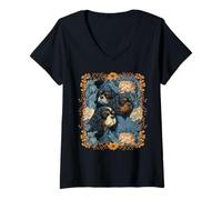 Womens Cavalier King Charles Vintage Botanical V-Neck T-Shirt
