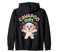 Womens Cavapoo Girl Cartoon Cavalier Poodle Mix Breed Dog Zip Hoodie
