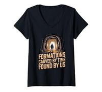 Womens Cave Formations Carved by Time Spelunker Discovery V-Neck T-Shirt
