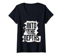 Womens Caving Spelunking Cave Explorer Into The Depths V-Neck T-Shirt