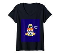 Womens Cayman Islands Flag Caymanian Heart Proud Heritage National V-Neck T-Shirt