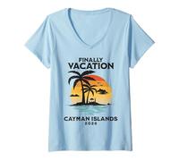 Womens Cayman Islands Vacation 2026 Outfit Caribbean Island V-Neck T-Shirt