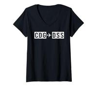 Women's CDG DSS Flight Route Paris to Dakar Air Codes V-Neck T-Shirt