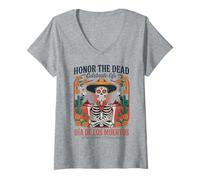 Womens Celebrate Life - Día de los Muertos - Mexican V-Neck T-Shirt
