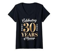 Womens Celebrating 30 Years of Marriage Anniversary Couple Special V-Neck T-Shirt
