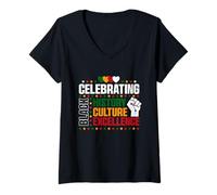 Womens Celebrating Black History Month Culture Women Men Excellence V-Neck T-Shirt