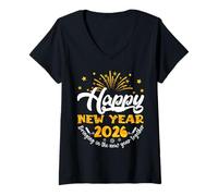 Womens Celebration Happy New Year 2026 NYE New Years Eve Party V-Neck T-Shirt