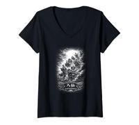 Women's Celestial Eight Immortals Taoist Legends Clouds V-Neck T-Shirt