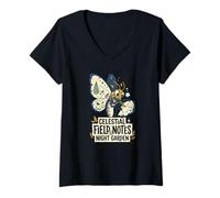 Women's Celestial Field Notes Luna Moth Art V-Neck T-Shirt