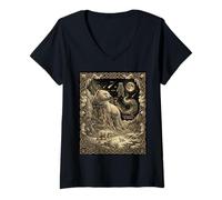 Women's Celestial Polar Bear Tarot Card Ursa Constellation Moon V-Neck T-Shirt
