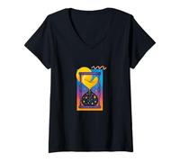 Womens Celestial Sands Hourglass Cosmic Time Flow Starry V-Neck T-Shirt