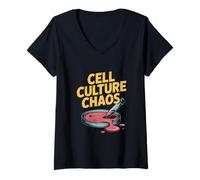 Womens Cell Culture Chaos: Funny Molecular Biology Humor V-Neck T-Shirt