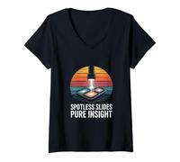 Womens Cellular Biology Microscope Slide Retro Sunset V-Neck T-Shirt