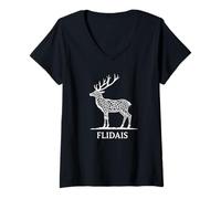 Womens Celtic Goddess Flidais Symbol V-Neck T-Shirt
