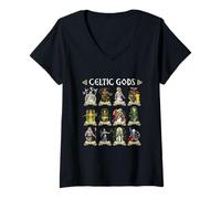 Womens Celtic Gods Mythology Norse Viking Warriors Pagan Nordic V-Neck T-Shirt