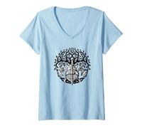 Women's Celtic Ireland Viking Celtic Knot Pattern Tree V-Neck T-Shirt