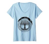 Women's Celtic Ireland Viking Celtic Knot Pattern Tree V-Neck T-Shirt