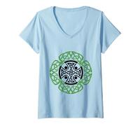 Women's Celtic Ireland Viking Celtic Knot Pattern Tree V-Neck T-Shirt