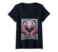 Womens Celtic Knotwork Berserker Bear Nordic Warrior Viking Spirit V-Neck T-Shirt