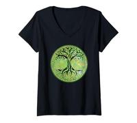 Women's Celtic Tree of Life | Ancient Earth Wisdom Design V-Neck T-Shirt
