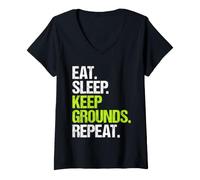 Women's Cemetery Caretaker Eat Sleep Routine V-Neck T-Shirt