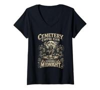 Women's Cemetery Goth Meeting At Midnight V-Neck T-Shirt