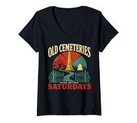 Women's Cemetery History Taphophile Graveyard Walk Gift V-Neck T-Shirt