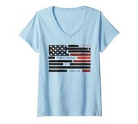 Women's Censored Documents USA Flag Democracy Redacted Files Style V-Neck T-Shirt
