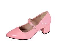 Women's Centre Block Heel T-Strap Cut Out Budapest T-Clip Pumps Sandals Size Traditional Shoes Women's Pumps Elegant and Comfortable Dirndl Shoes Traditional High Heels Dance Shoes, red, 4 UK