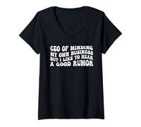Womens CEO of Minding My Own Business But I Like to Hear Good Rumor V-Neck T-Shirt