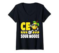 Womens CEO of Sour Moods Lemon Humor Sarcastic Boss V-Neck T-Shirt