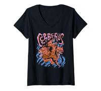 Womens Cerberus Greek Myth Three Headed Underworld Hellhound V-Neck T-Shirt