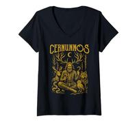 Womens Cernunnos Horned God Forest Animals Pagan Nature Deity V-Neck T-Shirt
