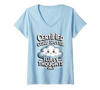 Womens Certified Cloud Spotter - Fluffy Thoughts V-Neck T-Shirt